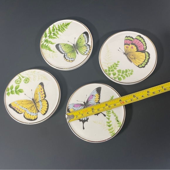 Pier 1, Butterfly Design Ceramic Coasters Set - Picture 2 of 4